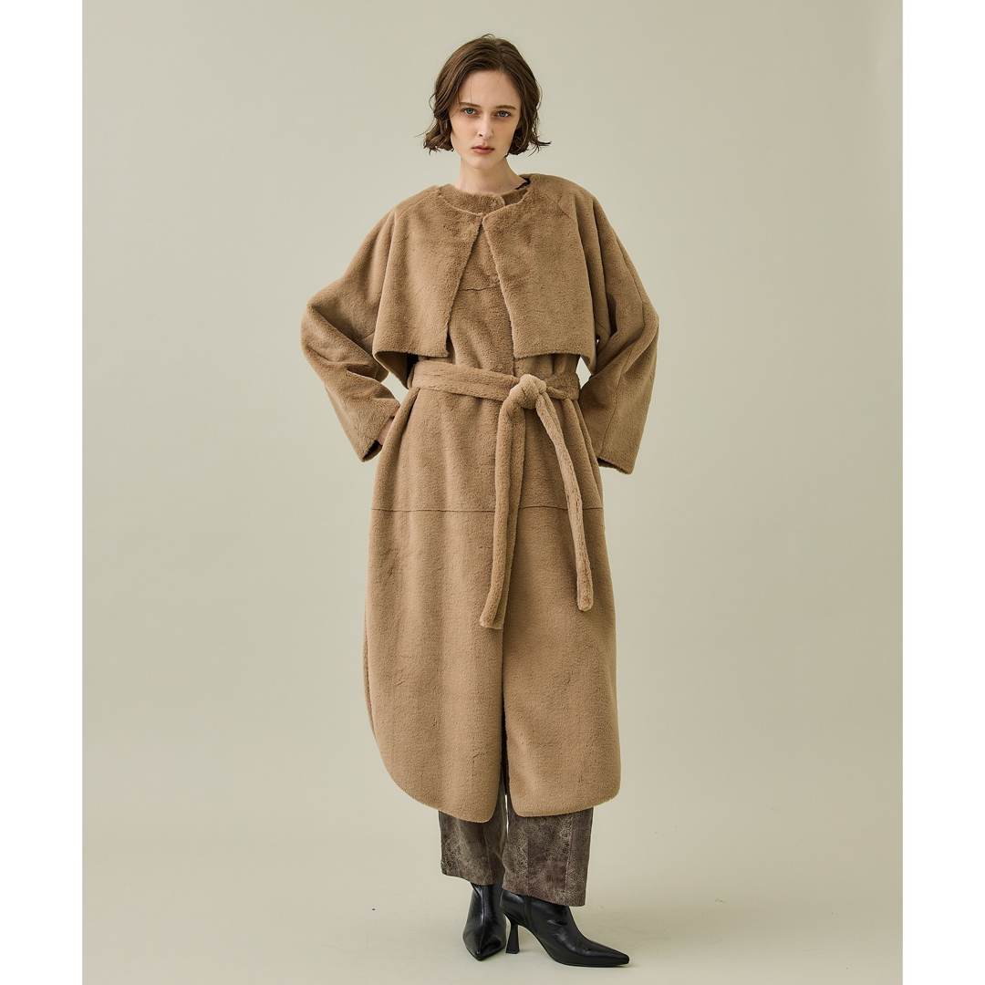 【AMERI】MANY WAY USEFUL BOA COAT / BEIGE