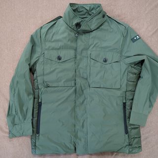 極美品□17AW　TATRAS/タトラス　Rライン　シェブロンストライプ　ダブルブレスト　ダウンジャケット　グレー/カーキ　02　正規品　メンズ