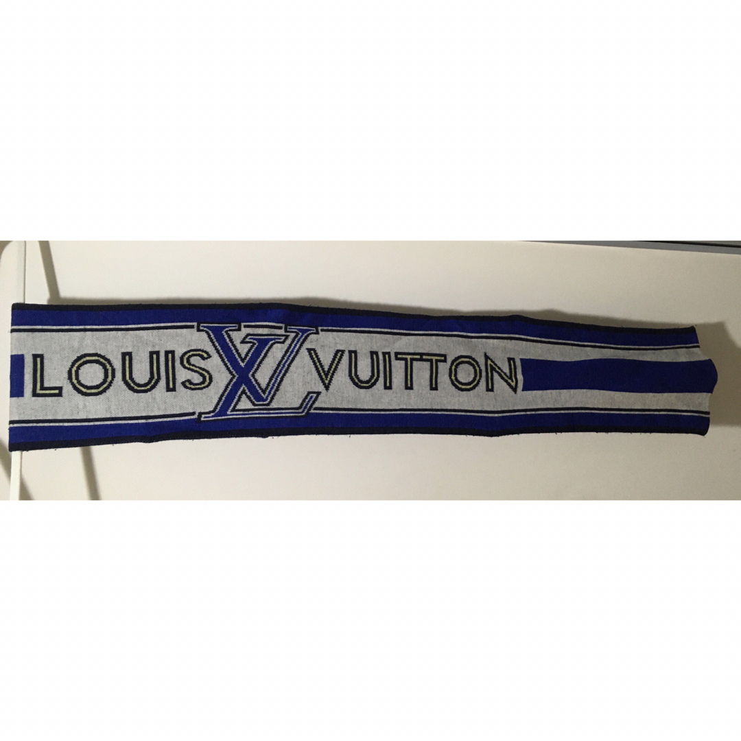LOUIS VUITTON 100%ウール　マフラー　ブルー系