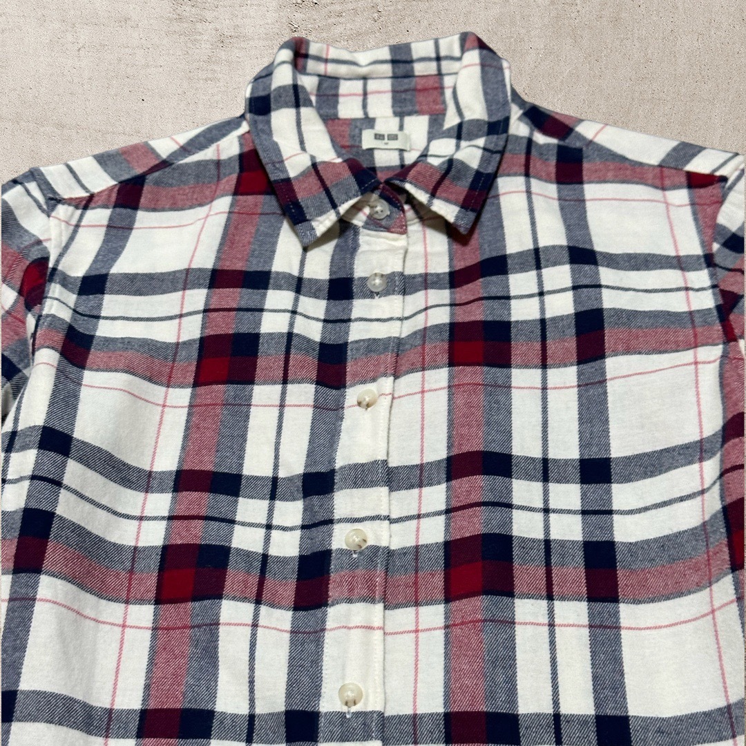 UNIQLO チェックシャツ 白×赤×紺の通販 by hiro's shop｜ラクマ