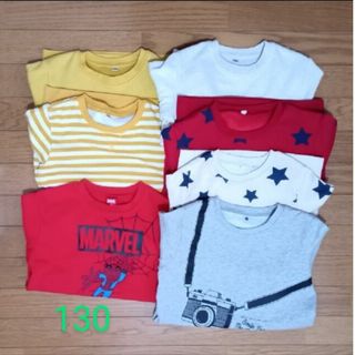 130☆美品男の子用裏起毛トレーナー６枚セット＋おまけ☆赤☆黄☆グレー☆秋冬物(Tシャツ/カットソー)