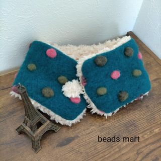 beads mart ハンドメイド 子供マフラー CAドットBL×LBE(マフラー/ストール)