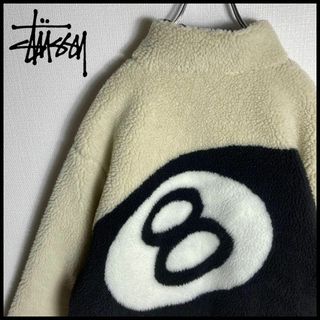 Stussy ボア　ジャケット　刺繍　大きめサイズ　ダブルポケット