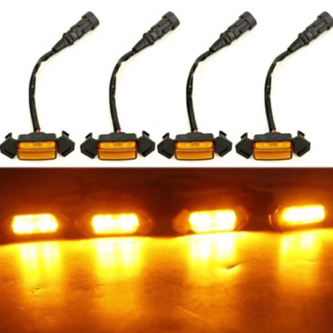 グリルマーカー 6連LED 汎用ブラケット付オレンジレンズ新品 アンバーイエロー
