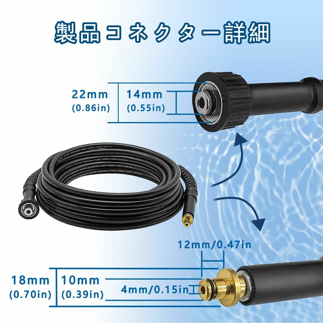 ZUASEケルヒャー高圧洗浄機用ホース(6m) M22(14mm)ケルヒャーk2