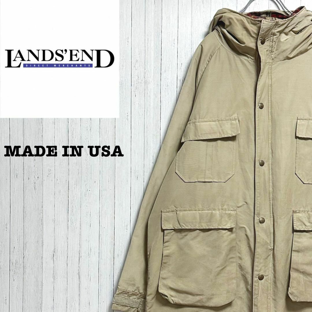 90s ランズエンド　LandsEnd マウンテンパーカー　　裏地　フリース