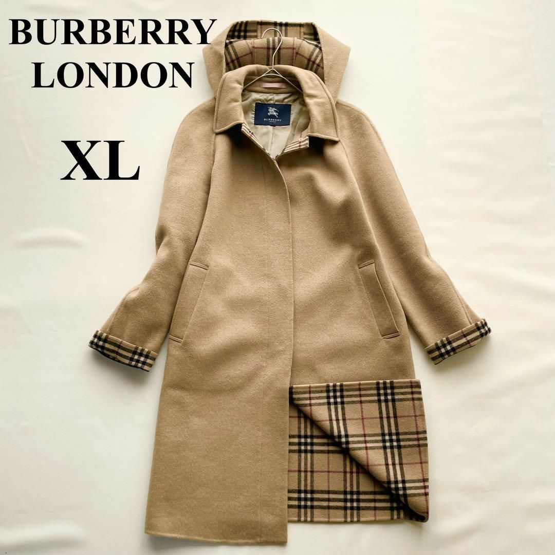 BURBERRY - バーバリーロンドン カシミヤ混 ダブルフェイス フーデット