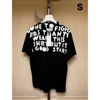 マルタンマルジェラ(Maison Martin Margiela)の新品 S マルジェラ 21ss エイズ Tシャツ カットソー 黒白 5448(Tシャツ/カットソー(半袖/袖なし))