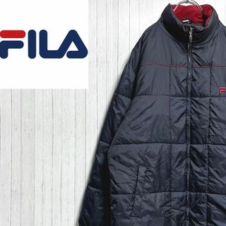 FILA - FILA フィラ ダウンジャケット 刺繍ロゴ ジップアップ ネイビー ...