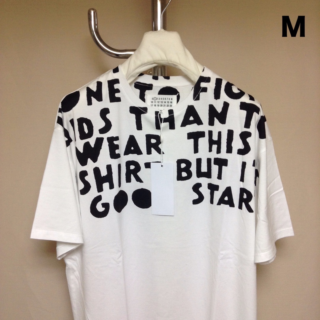 新品 M マルジェラ 21ss エイズ Tシャツ カットソー 白 黒 5345メンズ