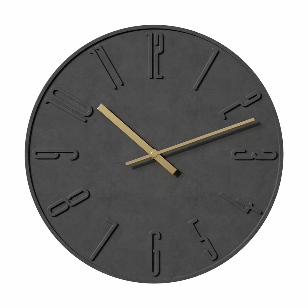 【色:ブラック】TAHITICA 壁掛け時計 コンクリート製 静音 シンプル モ