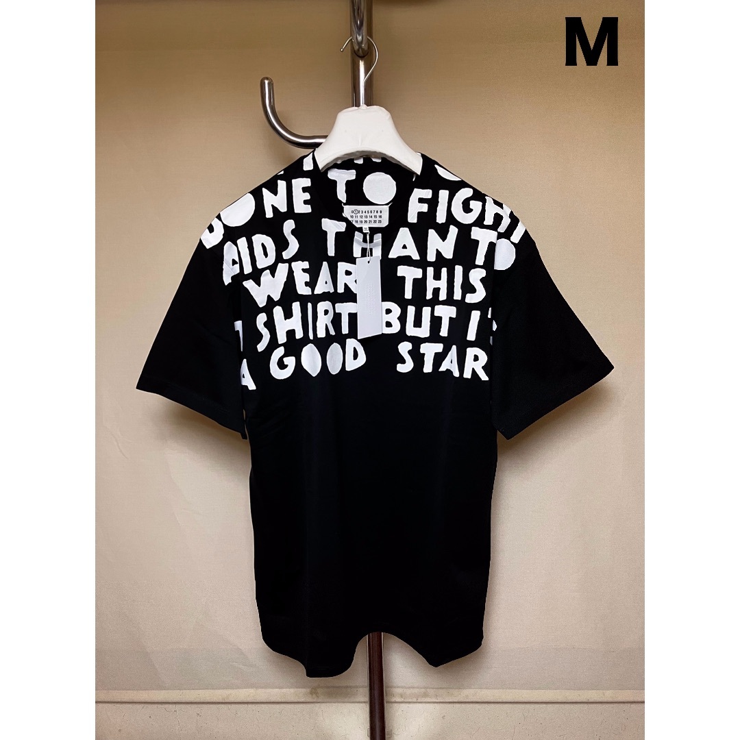 新品 M マルジェラ 21ss エイズ Tシャツ カットソー 黒白 5429