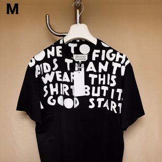 マルタンマルジェラ(Maison Martin Margiela)の新品 M マルジェラ 21ss エイズ Tシャツ カットソー 黒白 5429(Tシャツ/カットソー(半袖/袖なし))