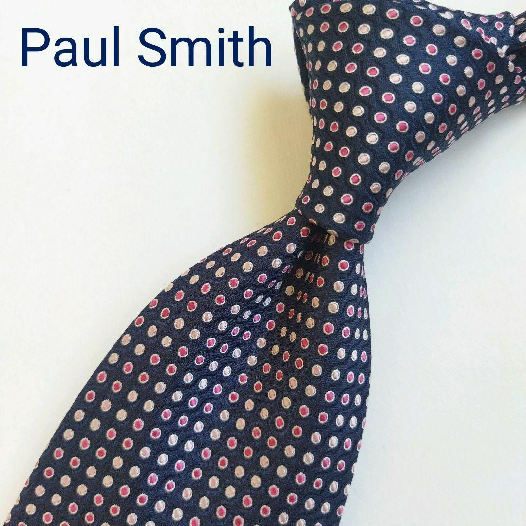 Paul Smith - 【美品】ポールスミス ネクタイ ネイビー ドット柄 裏地