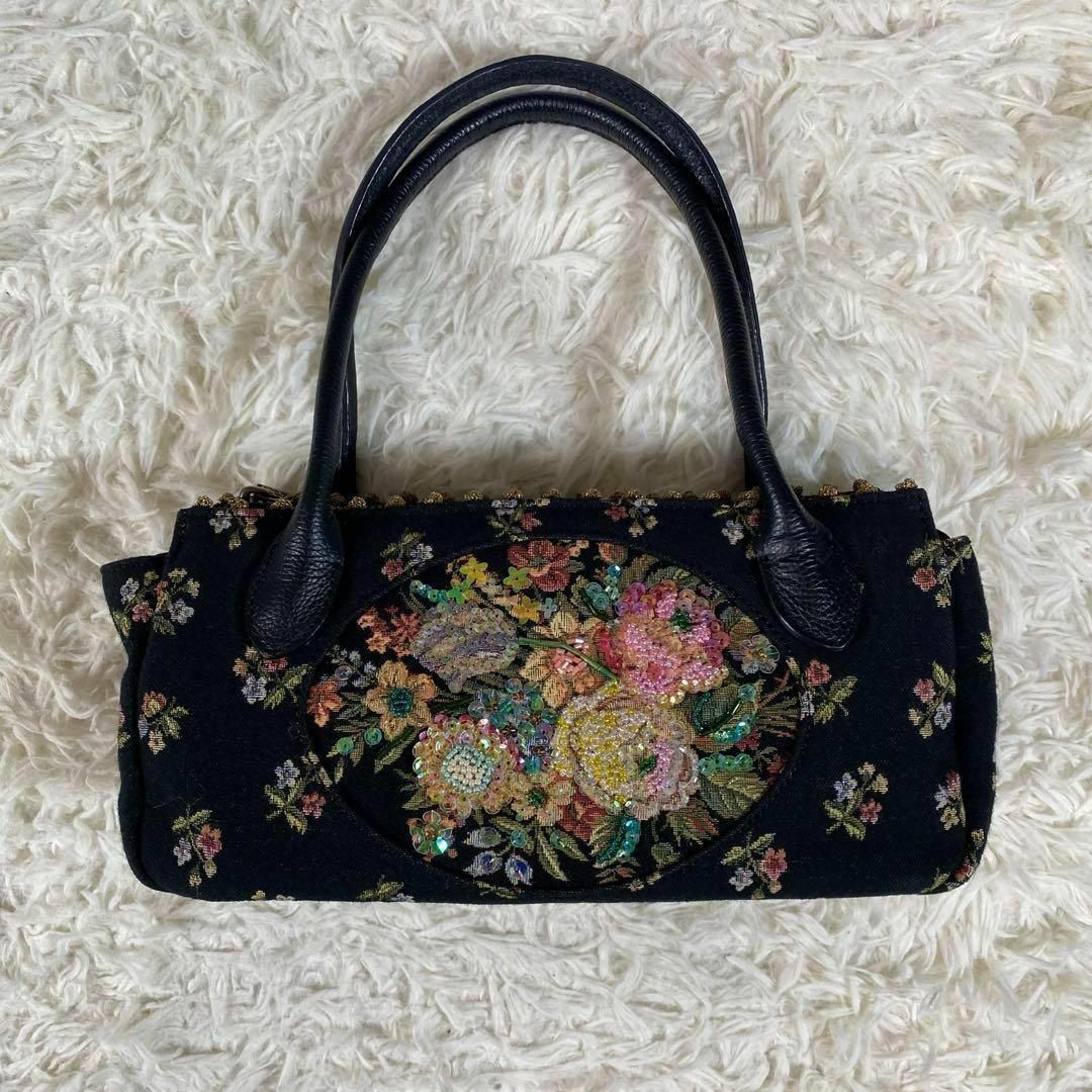 新品同様】Think bee コブラン織りハンドバッグ 花柄刺繍 - ハンドバッグ 新品同様】Think bee コブラン織りハンドバッグ 花柄刺繍 - ハンドバッグ