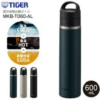 タイガー(TIGER)の未使用品 タイガー魔法瓶 真空断熱炭酸ボトル  0.6L MKB-T060KK(水筒)