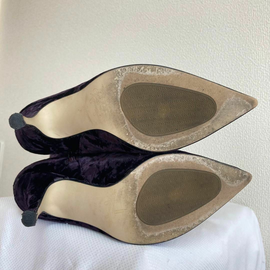銀座かねまつ GINZA ロング　ブーツ ベロア ヒール 21.5 靴 レディースの靴/シューズ(ブーツ)の商品写真