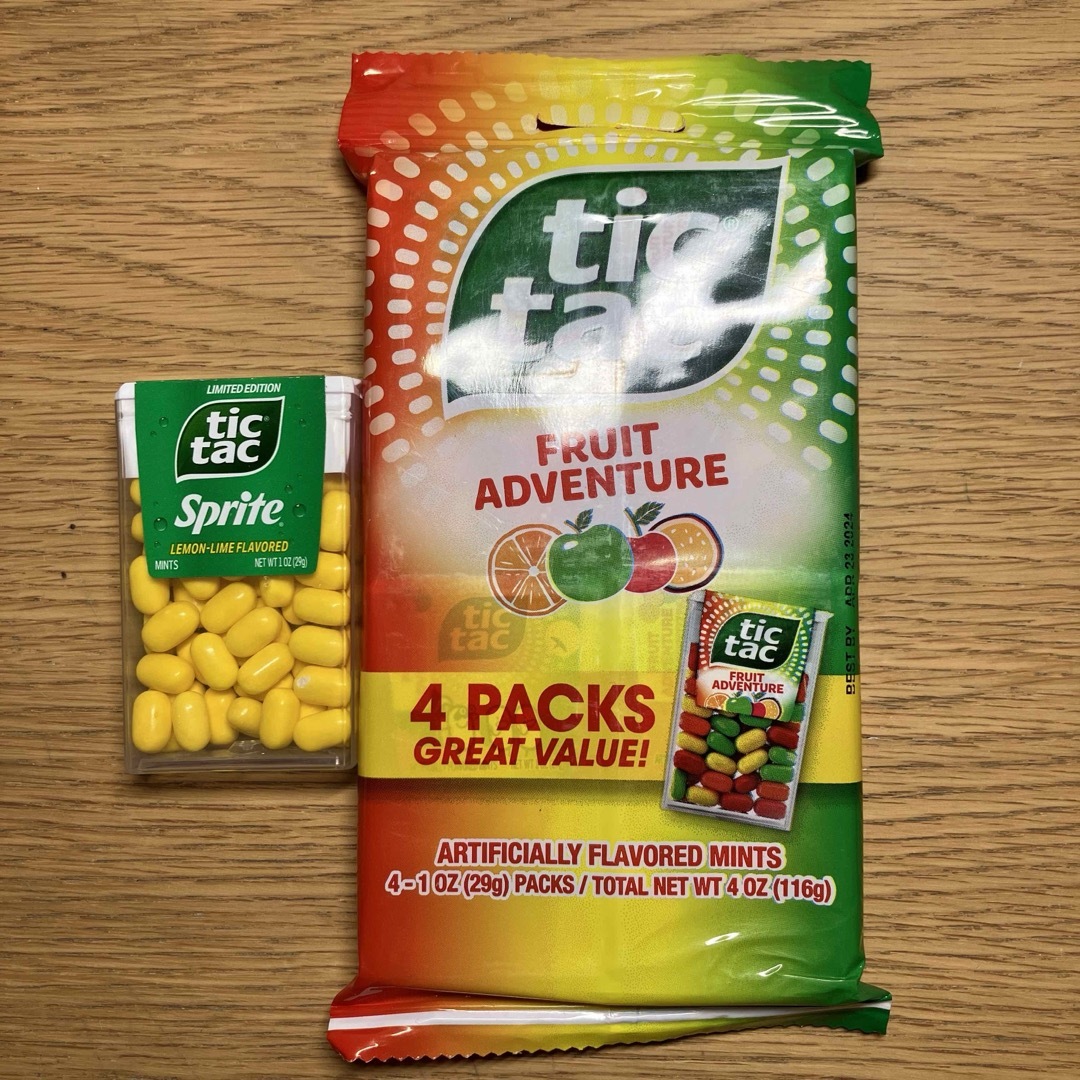 コカ・コーラ(コカコーラ)のtic tac フルーツアドベンチャー4パック＆スプライト1パック 食品/飲料/酒の食品(菓子/デザート)の商品写真