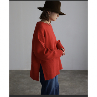 一点のみ⭐️Bonjour Sagan 裾リブニット　ORANGE-RED(ニット/セーター)