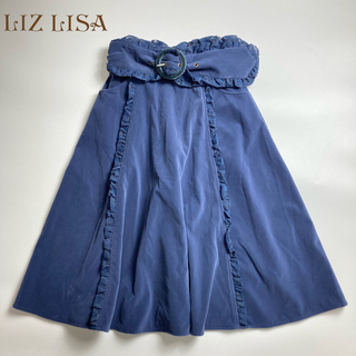 リズリサ(LIZ LISA)のLIZ LISA リズリサ　ベロアレースフリルスカート　ベロア  秋冬　ブルー(ミニスカート)