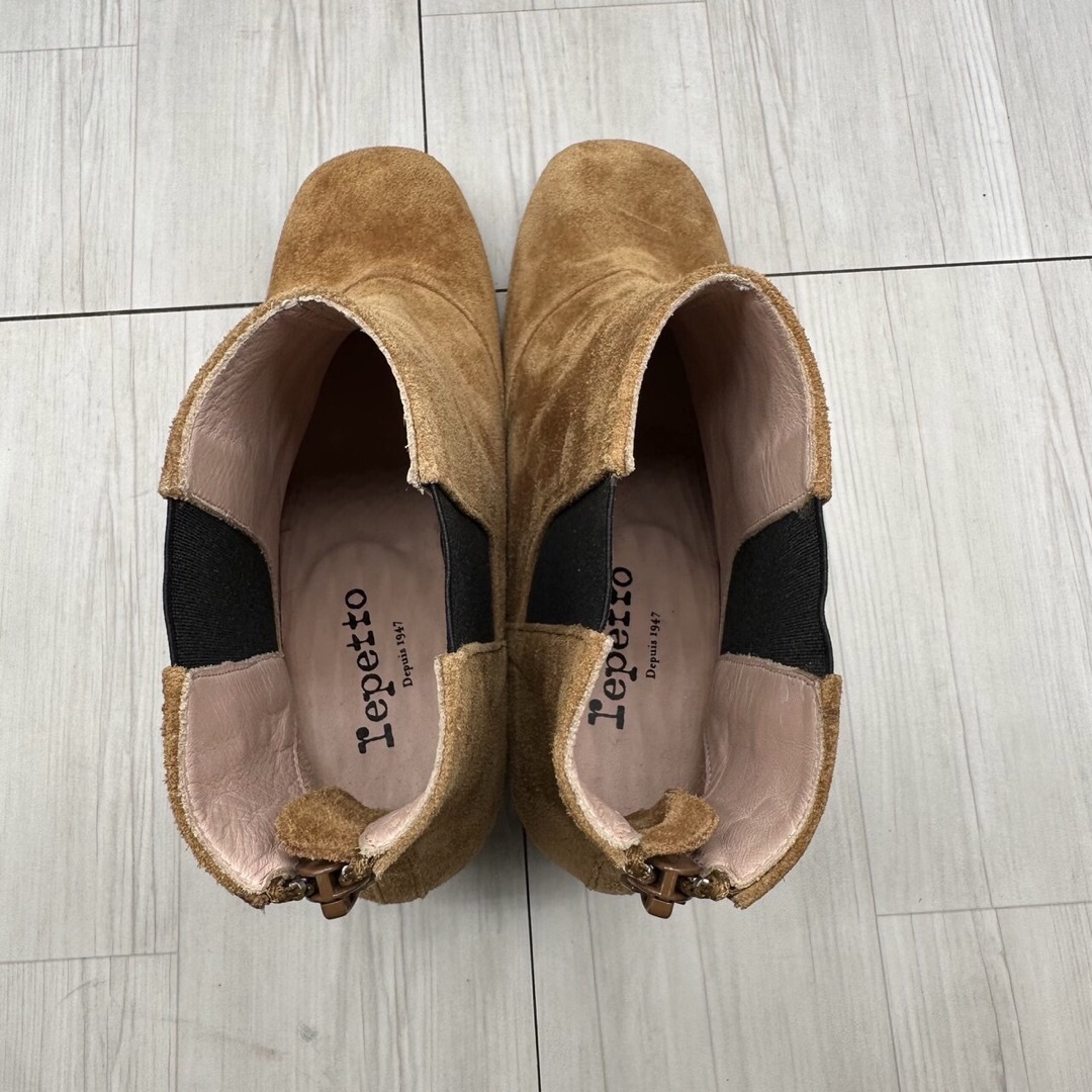 【repetto】レペット 22.5 ブーツ ヒール サイドゴア スエード