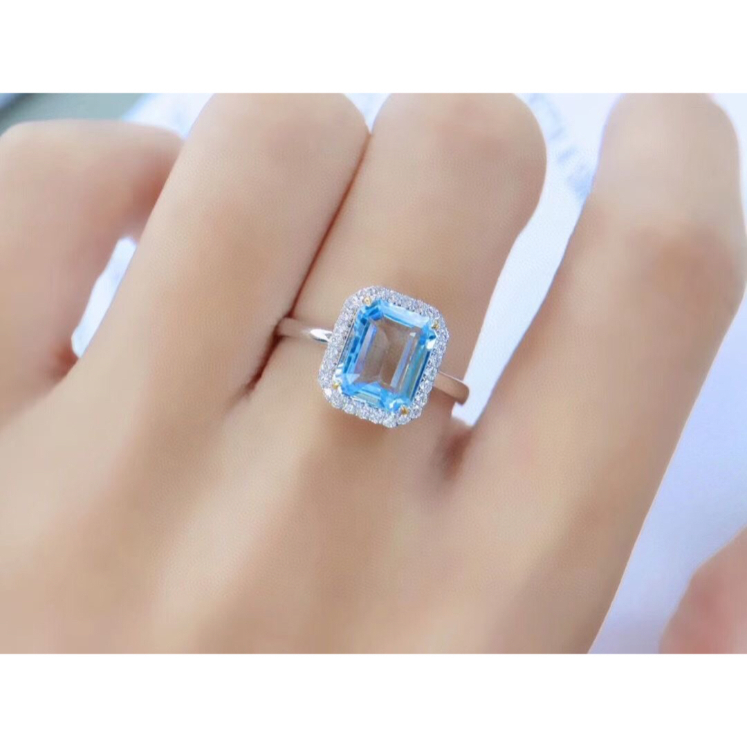 天然アクアマリン ダイヤ  リング1.65ct k18 ¥