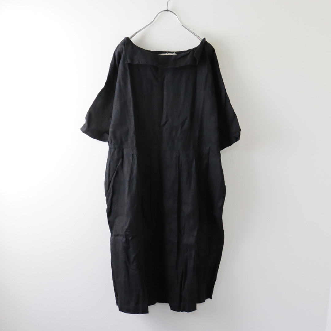 フォグリネンワーク ネストローブ fog linen work × nest Robe リネン  セーラーカラーワンピース/ブラック【2400013566711】