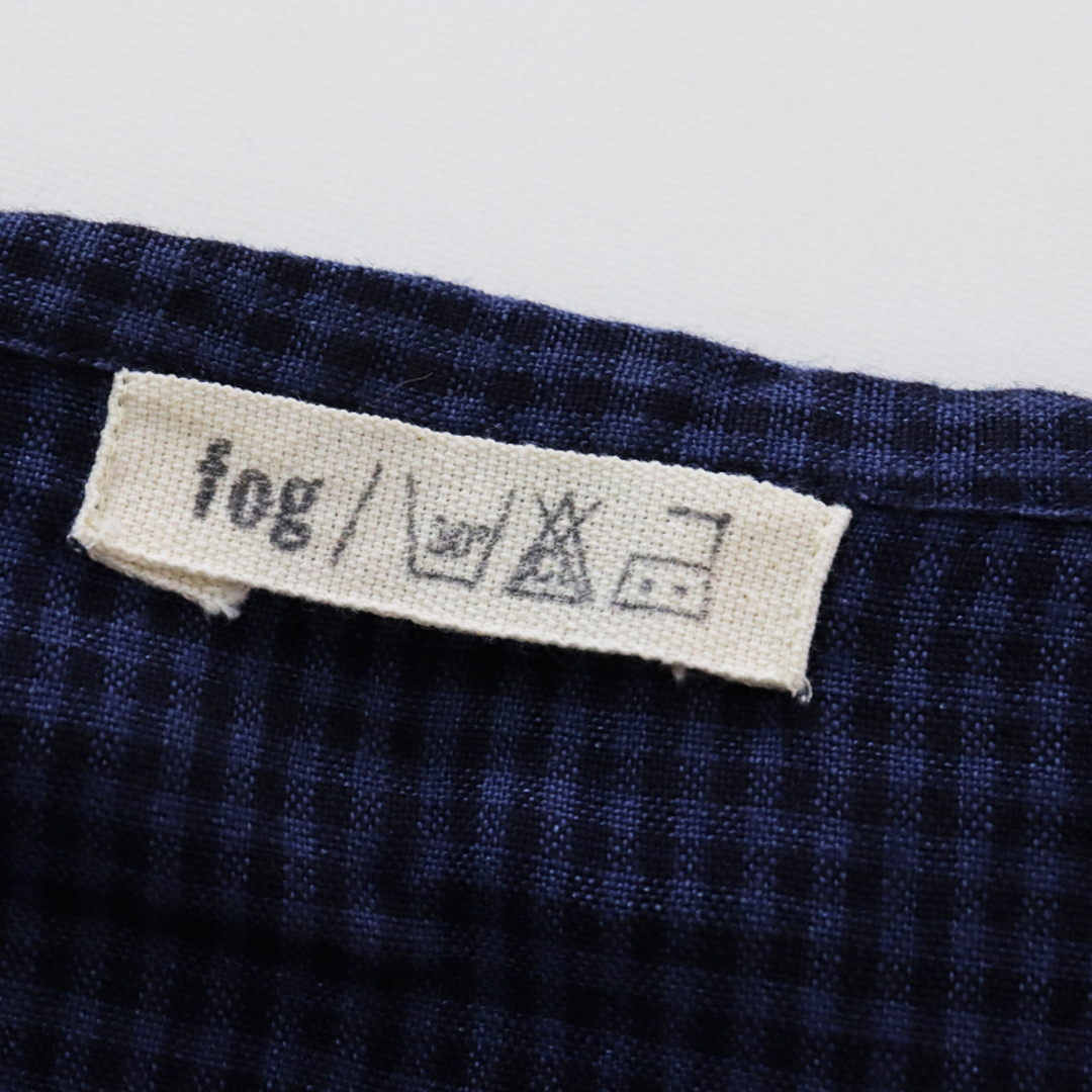 フォグリネンワーク × ネストローブ fog linen work nest Robe リネンチェックノースリーブワンピース/ネイビー【2400013499941】