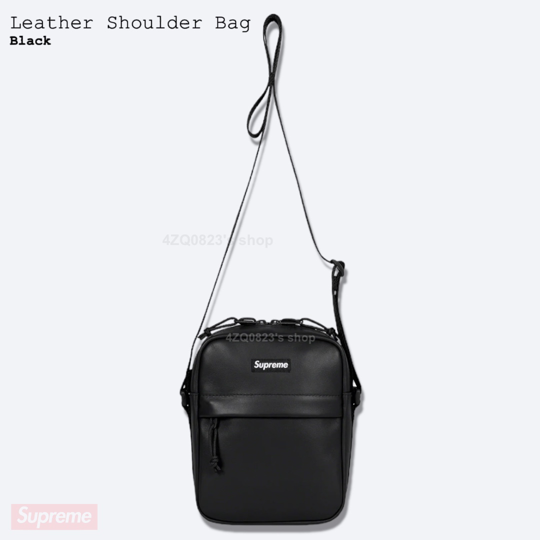 week3Supreme Leather Shoulder Bag Black ブラック