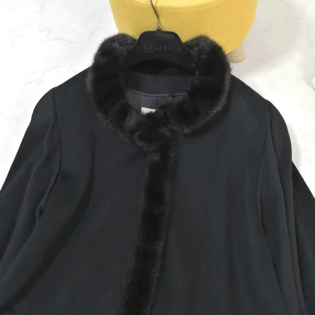 極美品✨ パリエンヌ 高級 ロングコート カシミヤ100 ミンクファー 9
