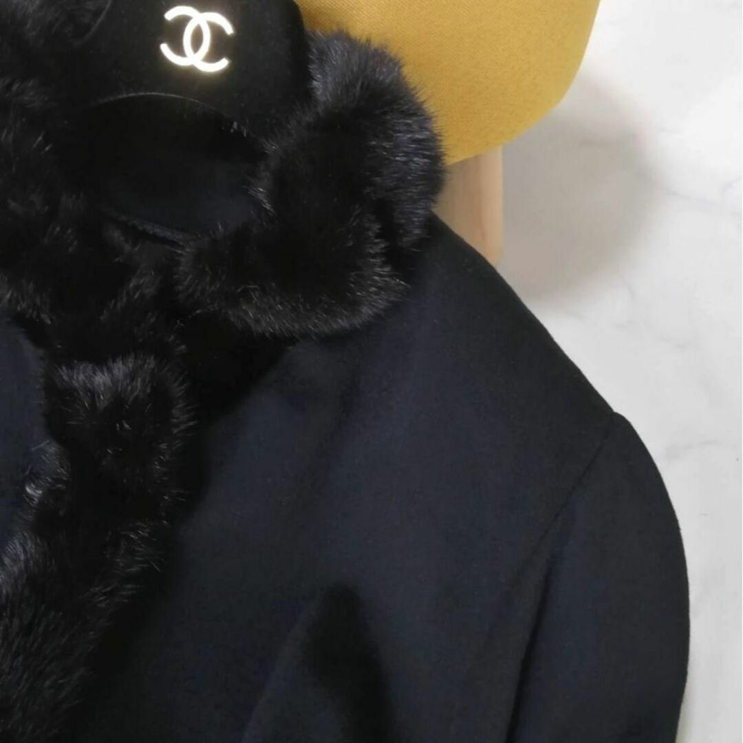極美品✨ パリエンヌ 高級 ロングコート カシミヤ100 ミンクファー 9