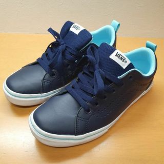 VANS バンズ ヴァンズ 25cm メンズ レザー スニーカー【美品】紺 中古(スニーカー)