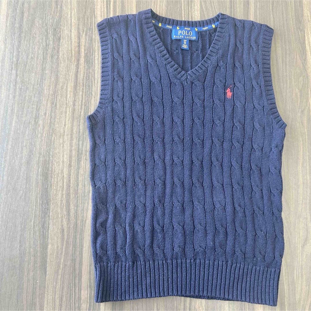 POLO RALPH LAUREN(ポロラルフローレン)の早い者勝ち！美品！ポロラルフローレン　ネイビー　ニットベスト　140 赤ポニー キッズ/ベビー/マタニティのキッズ服男の子用(90cm~)(ニット)の商品写真