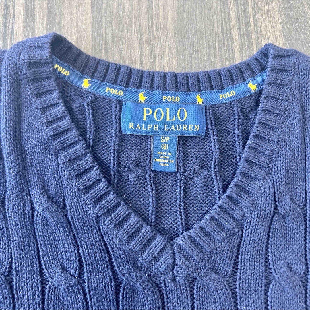 POLO RALPH LAUREN(ポロラルフローレン)の早い者勝ち！美品！ポロラルフローレン　ネイビー　ニットベスト　140 赤ポニー キッズ/ベビー/マタニティのキッズ服男の子用(90cm~)(ニット)の商品写真