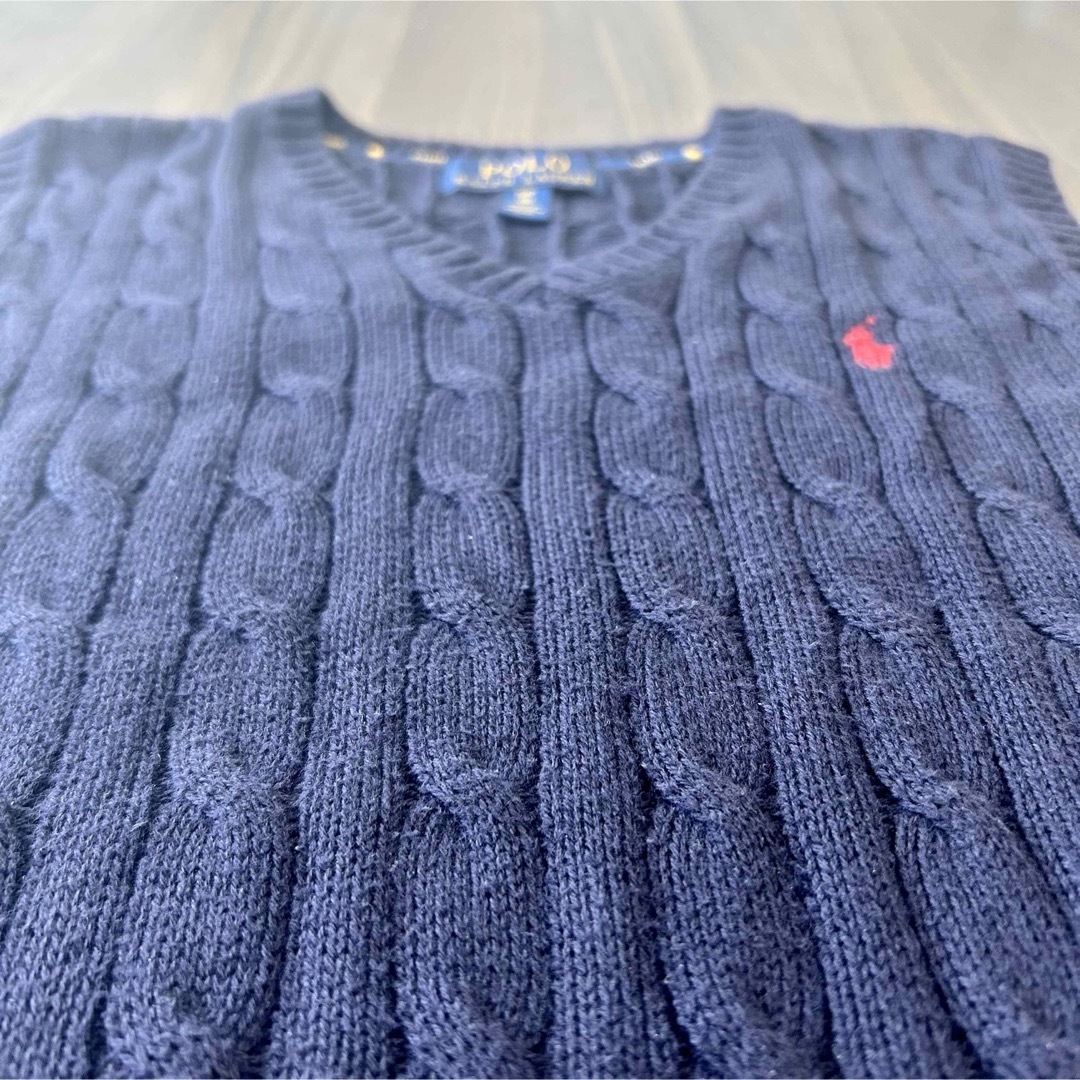 POLO RALPH LAUREN(ポロラルフローレン)の早い者勝ち！美品！ポロラルフローレン　ネイビー　ニットベスト　140 赤ポニー キッズ/ベビー/マタニティのキッズ服男の子用(90cm~)(ニット)の商品写真