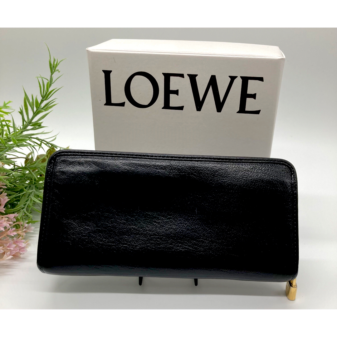 【美品】LOEWE ロエベ 長財布 ブラック ラウンドジッパー