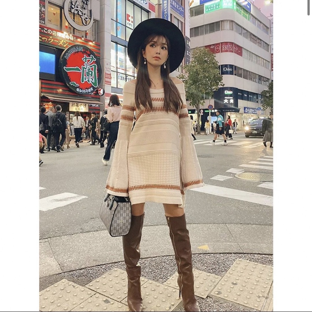 eimy istoire オフショルダーロングニット ミニワンピース eimy istoire オフショルダーロングニット ミニワンピース