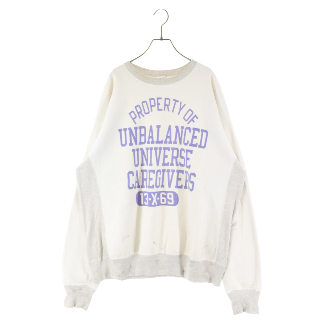 SAINT MICHAEL セントマイケル 22SS COLLEGE SWEAT SHIRT ヴィンテージ加工スウェット トレーナー アイボリー SM-S22-0000-039