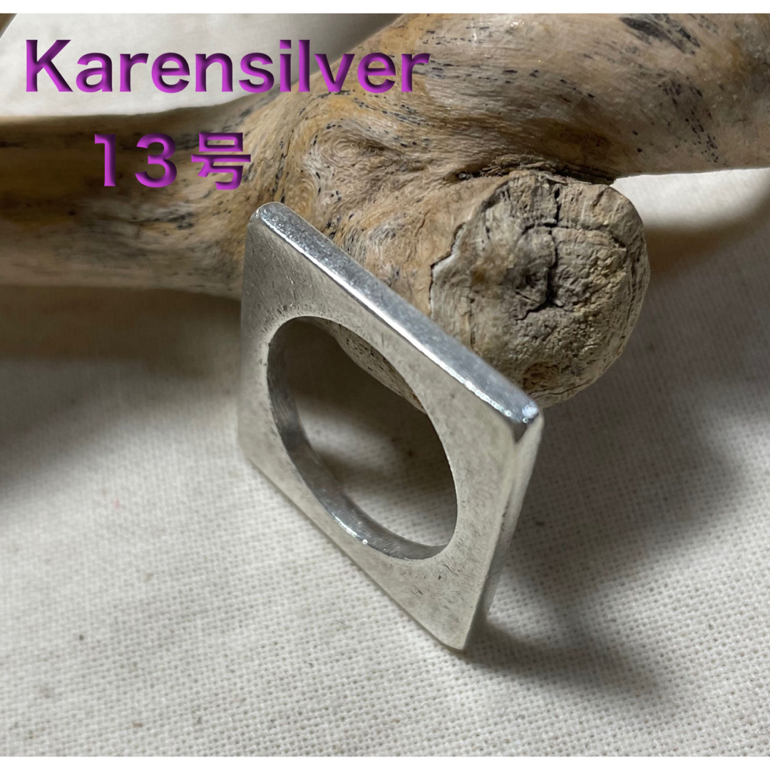 スクエアギフトお洒落　ハンドメイド手作りKarenSILVER高純度13号ポ49 メンズのアクセサリー(リング(指輪))の商品写真