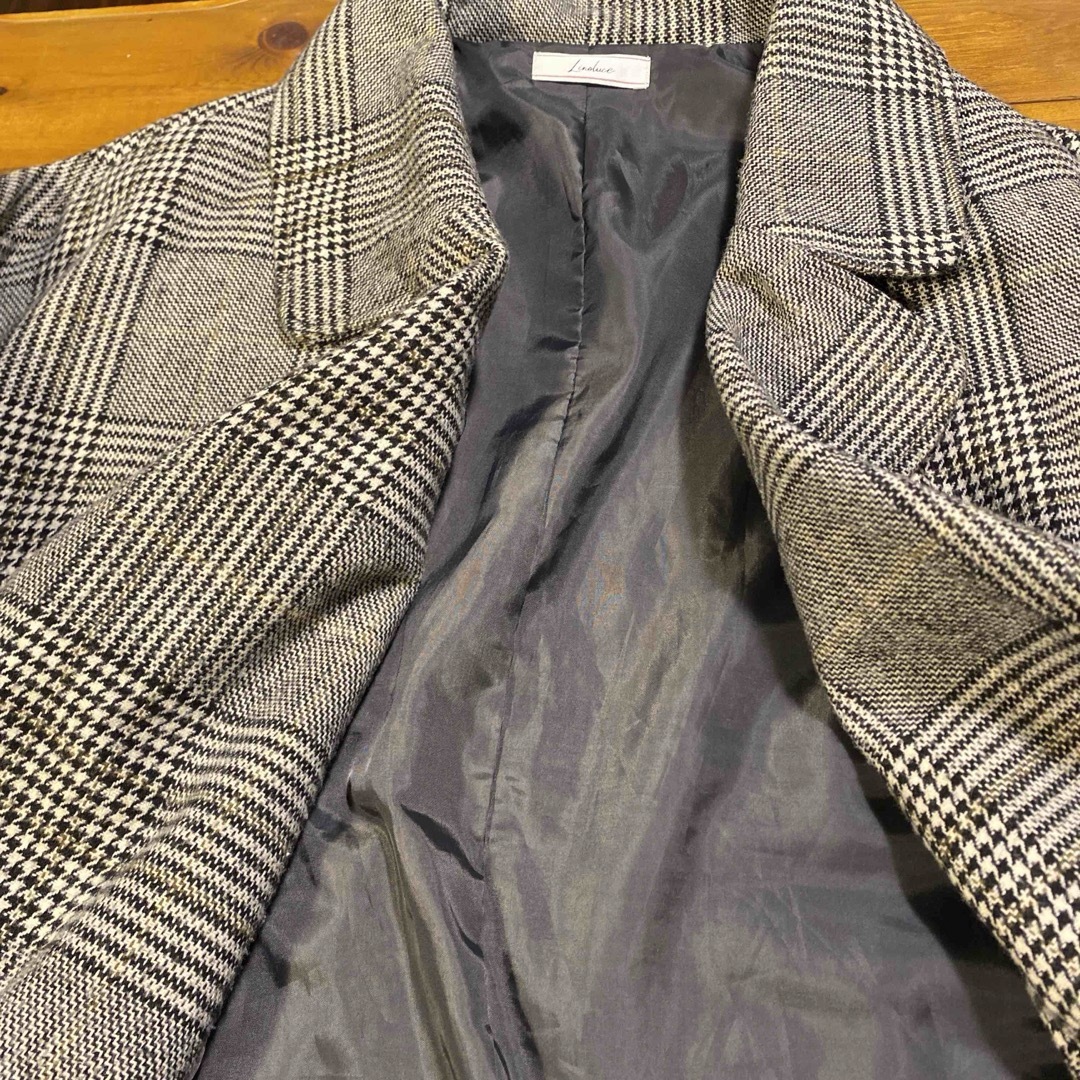 オーバーサイズ チェック柄 コート L レディースのジャケット/アウター(チェスターコート)の商品写真