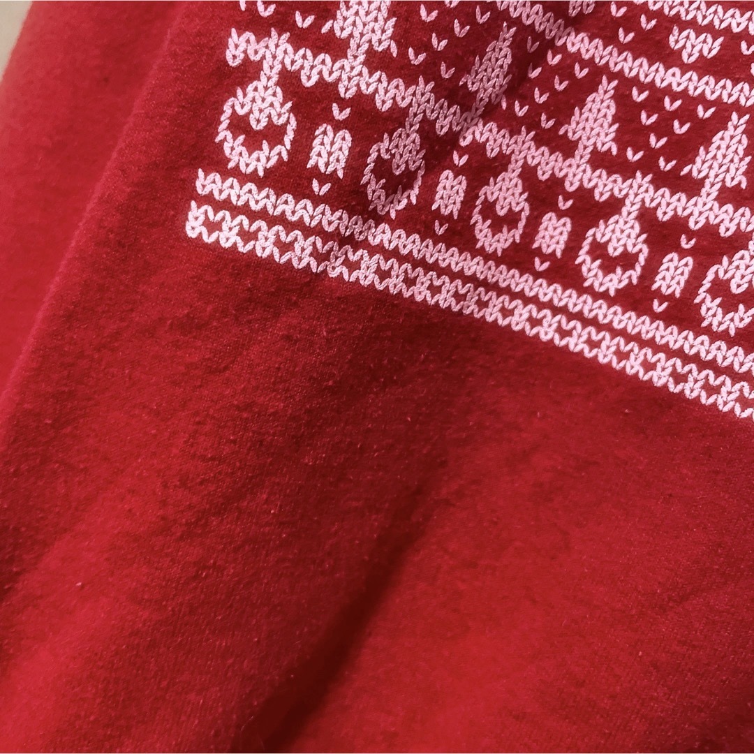 GILDAN(ギルタン)のGILDAN　スウェット　L　レッド　赤　プリント　雪　クリスマス　USA古着 メンズのトップス(スウェット)の商品写真