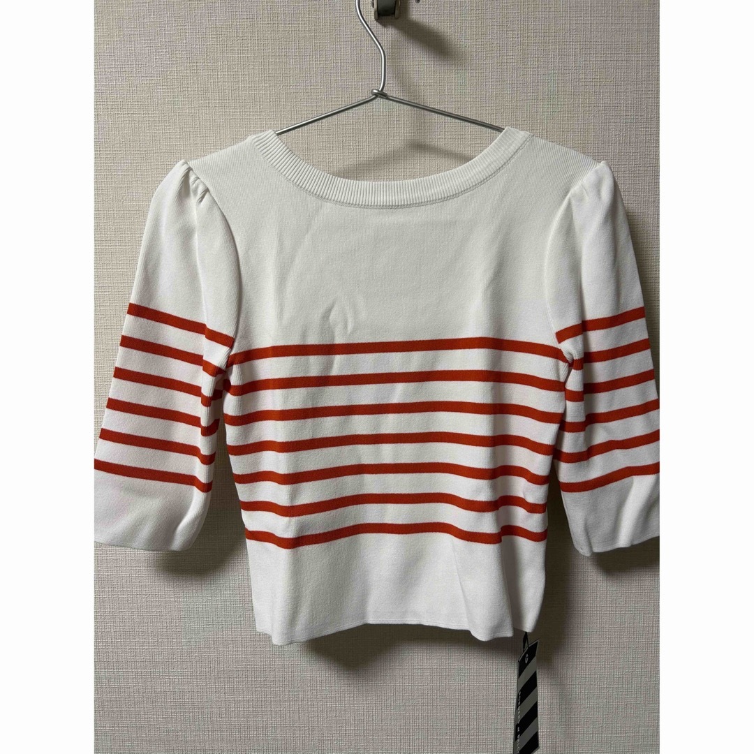 BORDERS at BALCONY(ボーダーズアットバルコニー)の【ボーダーズアットバルコニー】BORDER ROUND NECK MINI 38 レディースのトップス(ニット/セーター)の商品写真