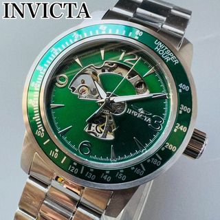 インビクタ(INVICTA)のインビクタ 腕時計 自動巻き シルバー メンズ ケース付属 新品 スケルトン 緑(腕時計(アナログ))