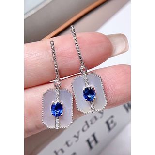 天然ブルーサファイア  シェル白貝 ダイヤ ピアス1.08ct k18 ¥