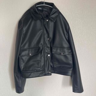 ザラ(ZARA)のZara レザー　ジャケット　L ザラ　フェイクレザー　ブラック(ライダースジャケット)