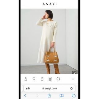 上品✨　ANAYI アナイ　ニットワンピース　バイカラー 38 M ベージュ