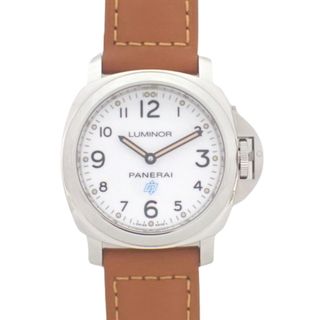 パネライ(PANERAI)の【保証書付】 パネライ ルミノール ベース ロゴ 3デイズ アッチャイオ PAM00775 SS 手巻き 腕時計 2020年8月購入 ホワイト ブラウン メンズ 40802073238 【中古】【アラモード】(腕時計(アナログ))