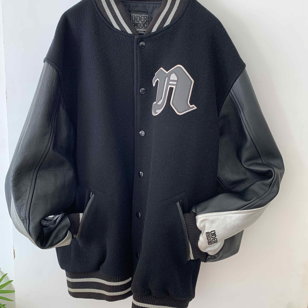 nitrow - nitrowスタジアムジャンパー🏍️袖🐄牛革2XL🚗🌲の nitrow - nitrowスタジアムジャンパー🏍️袖🐄牛革2XL🚗🌲の