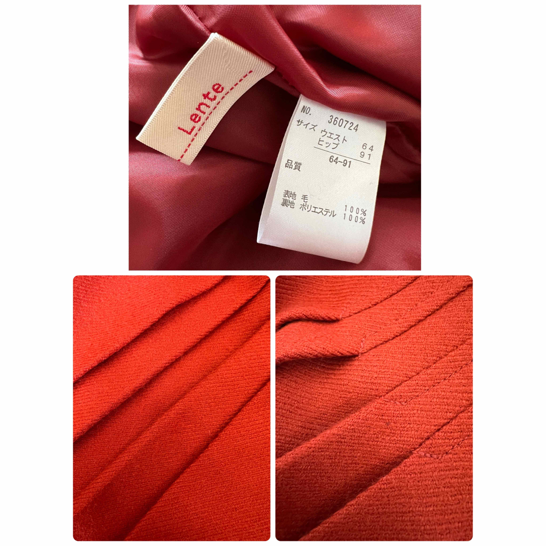 あたたかいウールの可愛い台形スカート　赤レンガ色　M レディースのスカート(ひざ丈スカート)の商品写真