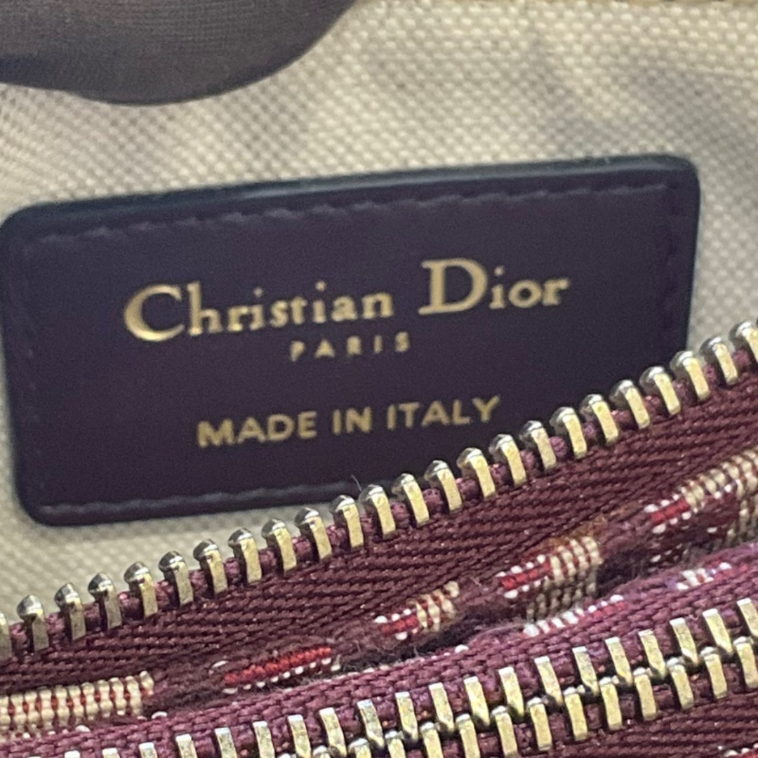 クリスチャン・ディオール Christian Dior サドルポーチ ショルダーバッグ レッド レザー、キャンバス レディース ショルダーバッグ